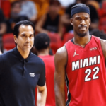 Erik Spoelstra and Jimmy Butler of the Miami Heat