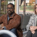 Sterling K. Brown and Mandy Moore sit next to each other on This Is Us